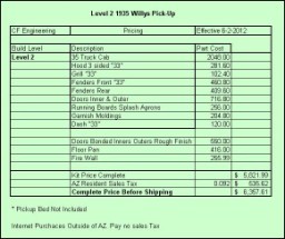 1935 Willys Pick Up Pricing Entry Level 2 Build